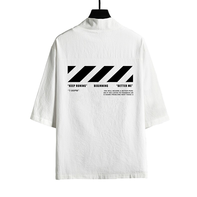 HF59128-P40风汉服男开衫外套七分袖道袍网格挂拍,男装民族服装,电商A040A