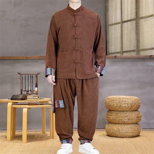 男士外套灯芯绒夹克套装盘扣立领风 XZ1512-2502套装-P130图片