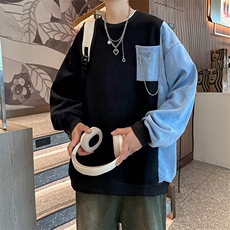 日系拼接无帽卫衣男2023春秋小众设计XW015P35，男装卫衣，星座1116-2