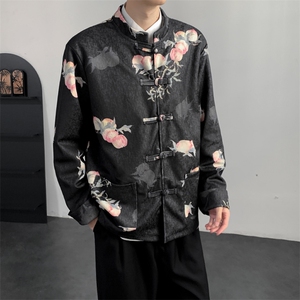 2025秋装新款风夹克外套新中式蟠桃唐装复古汉服2511-P128,男童穿搭汉服图片
