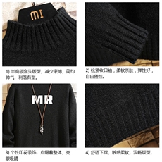 半高领毛衣男士大码针织衫男毛线衣男砖墙M18253-P45加绒款-P65，男装针织衫/毛衣，电商A040A