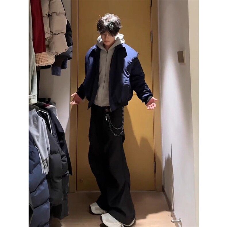 美式高街飞行夹克棉服男款秋冬季bomber工装外套cleanfit翻领棉衣,男装夹克,星座1007（原301D）