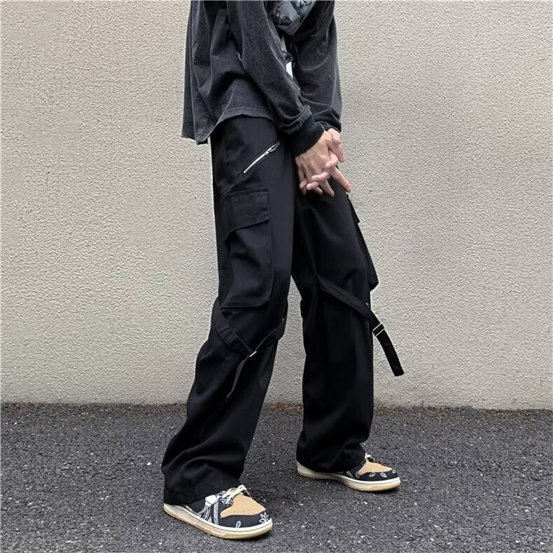 高街工装裤男多口袋飘带设计秋季潮牌直筒休闲裤GK251-p40,男装休闲裤,星座1001-1