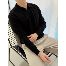 松弛自洽‘老钱风格调混纺极简百搭POLO针织衫长袖H58020/P70，男装针织衫/毛衣，电商A243