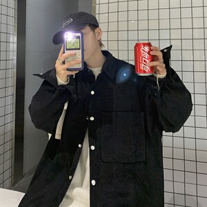 秋冬港风日系复古灯芯绒衬衫韩版情侣中性宽松ins潮C45/P45,男装衬衫,钱塘713