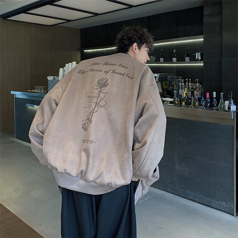 美式麂皮绒棒球服外套复古宽松潮牌夹克 XZ609-WT2325-P70-控128图片