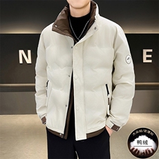 现货2026新款男士立领羽绒服拼色冬季短款外套，男装羽绒服，星座1602（原101B）