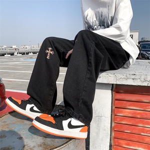 欧美ins潮牌高街vibe风裤子男女炸街十字架牛仔裤男N0113-P43图片