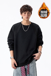 冬季时尚340g华棉加绒大码解构长袖圆领卫衣男W50982J加绒特P27图片