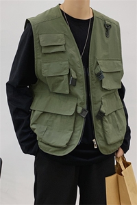 日系机能多口袋工装马甲男潮牌街头运动男女背心宽松坎肩无袖外套图片