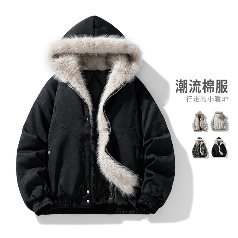 美式座山雕毛领羽绒棉服男款冬潮牌情侣棉衣外套MY2519-P98,男装棉衣,星座610（原A335）
