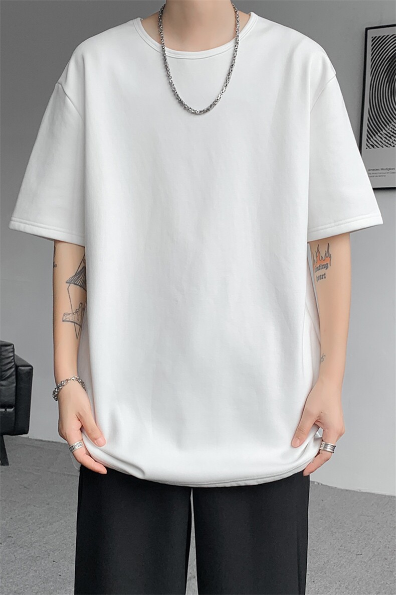 8XL-M冬季短袖男加绒加厚T恤内搭打底衫半袖打底上衣DX327P35控48,男装T恤,电商D206-1