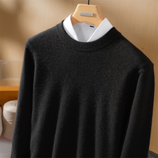 2025秋冬百搭时尚简约针织衫平面圆领针织衫，男装羊绒套衫，澳坤羊绒