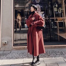 已出货新加色铁锈红毛呢外套225-A90（），女装毛呢外套，浙宝225