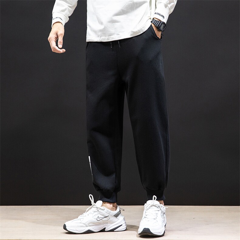 K12045-P40加绒P50束脚纯棉运动裤男士休闲裤大码宽松卫裤男,男装休闲裤,电商A040A