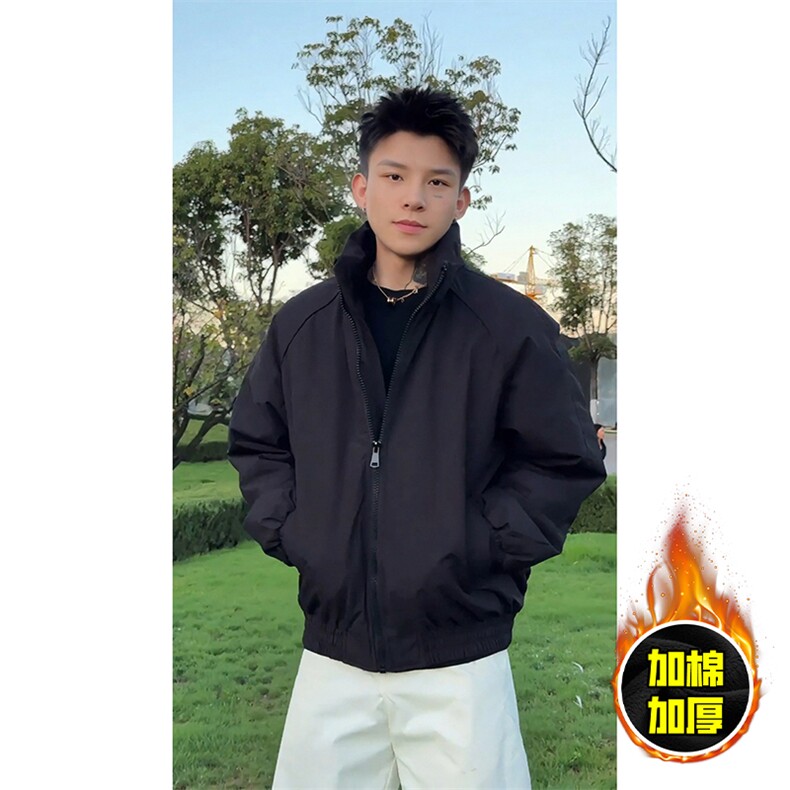 现货美式高街休闲棉衣夹克三防立领纯色户外工装加厚棉服外套图片