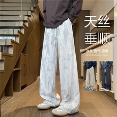 夏季新款潮流新中式百搭宽松休闲冰丝裤B315-K25688-特p30控58，男装休闲裤，电商B315