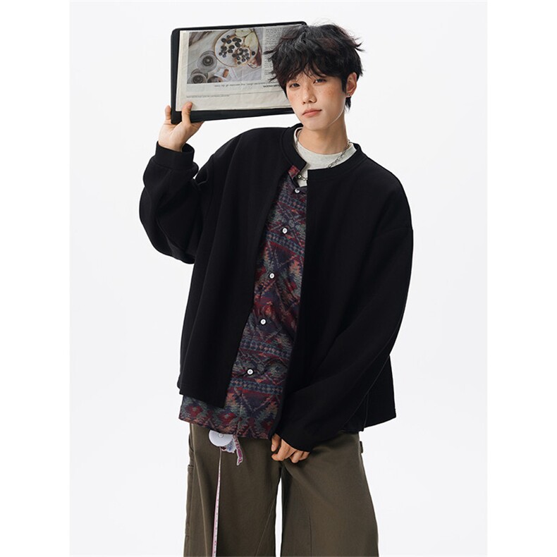KS10157-特批60控108新款开衫休闲上衣设计感两件套复古大码卫衣,男装卫衣,电商A059