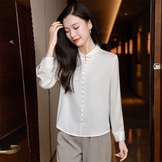 杭州纯色重磅真丝衬衫女2026年春装花边领气质长袖衬衣真丝上衣，女装衬衫，阿舍尔精品