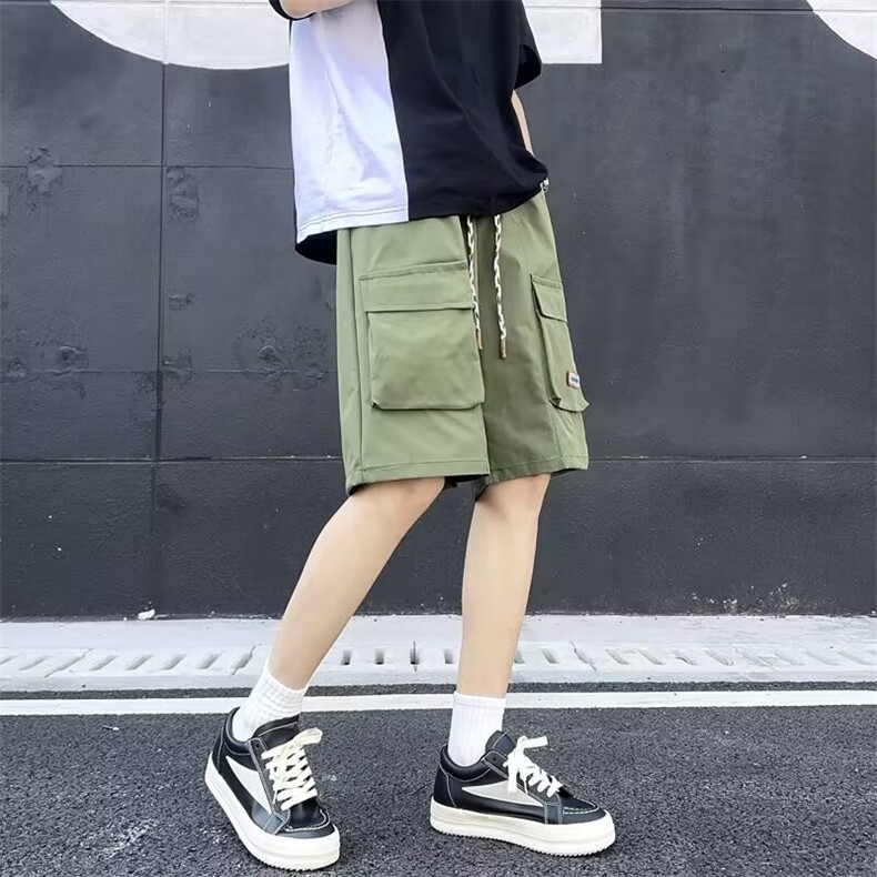 日系外机能风工装短裤男夏季薄款2024新款宽松休闲裤直筒五分裤子,男装休闲裤,星座1013