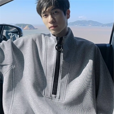 KT54-P51秋季卫衣男款休闲宽松重磅打底衫2025新款潮半拉链，男装T恤，电商B323A