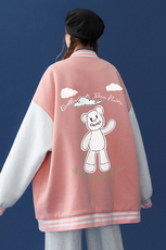 2022春季新品百搭简约卡通印花夹克休闲棒球服外套潮G94P65控78，男装夹克，A247A
