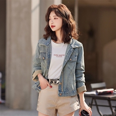 牛仔短款外套女2025春秋新款小个子时尚宽松休闲潮流连帽夹克上衣，女装短外套，靓星雨