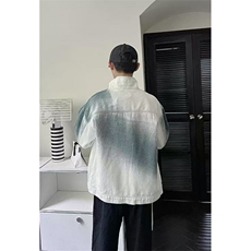 潮流设计感渐变喷色牛仔外套男女美式嘻哈翻领工装夹克潮JA02，男装夹克，星座1116A（原606A-3）