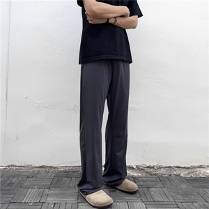 高弹韧性凉感冰皮垂感直筒弯刀卫裤夏季速干薄款休闲裤男冰丝裤子图片