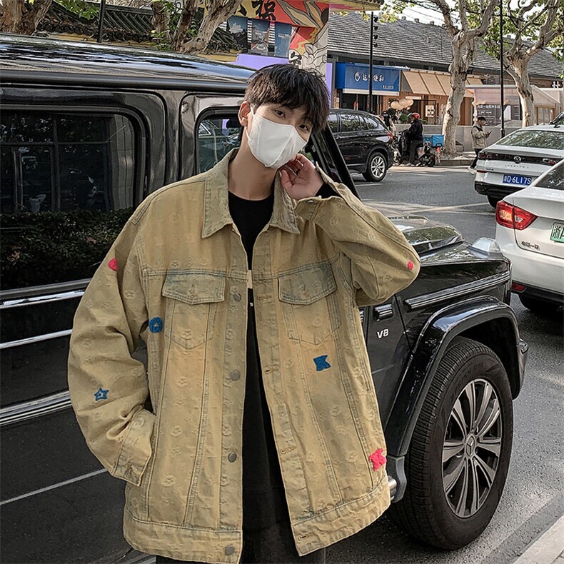 美式街头做旧复古牛仔衣男女宽松潮牌夹克外套JK05526-P78,男装夹克,星座308B-2