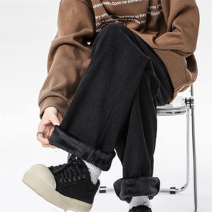 8XL-M灯芯绒加绒裤子大码雪尼尔休闲长裤直筒裤KZ1925P55加绒65图片