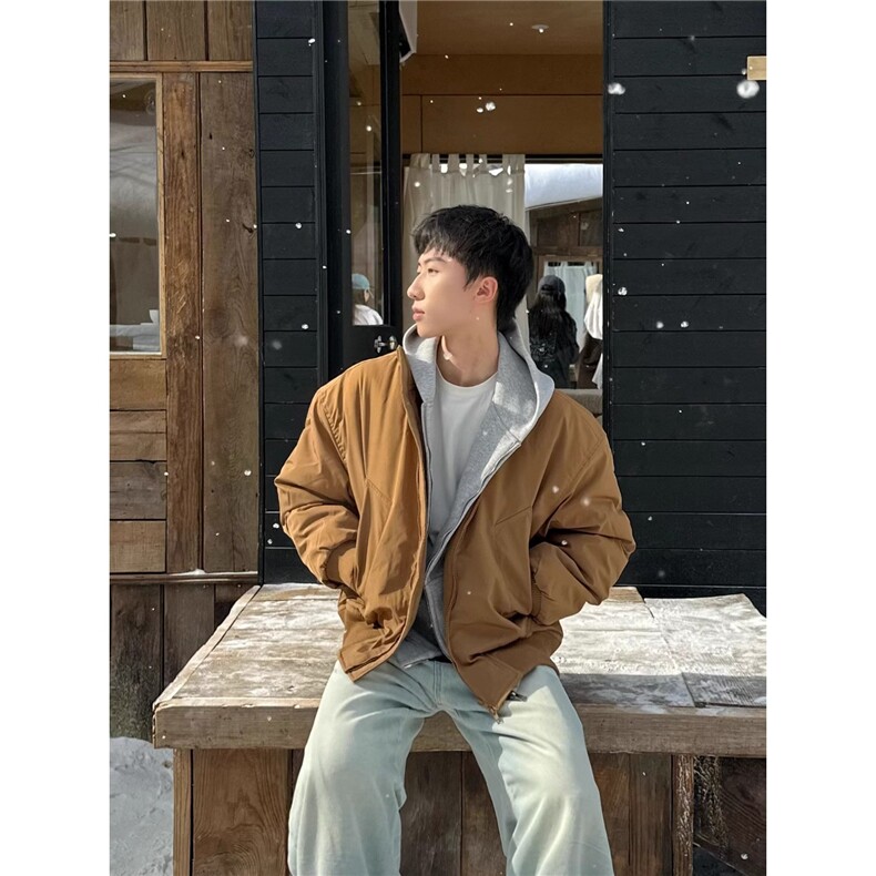美式飞行员夹克棉服男冬季夹棉加厚廓形立领冲锋衣棒球服外套,男装夹克,星座506A