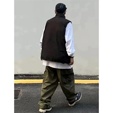 现货5W件冬季三防硬挺boxy短款立领棉衣马夹外套加厚马甲保暖棉服，男装棉衣，电商A443