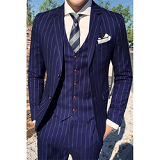 条纹男装西服套装礼服三件套修身商务W6388-P285，男装西服，星座1012