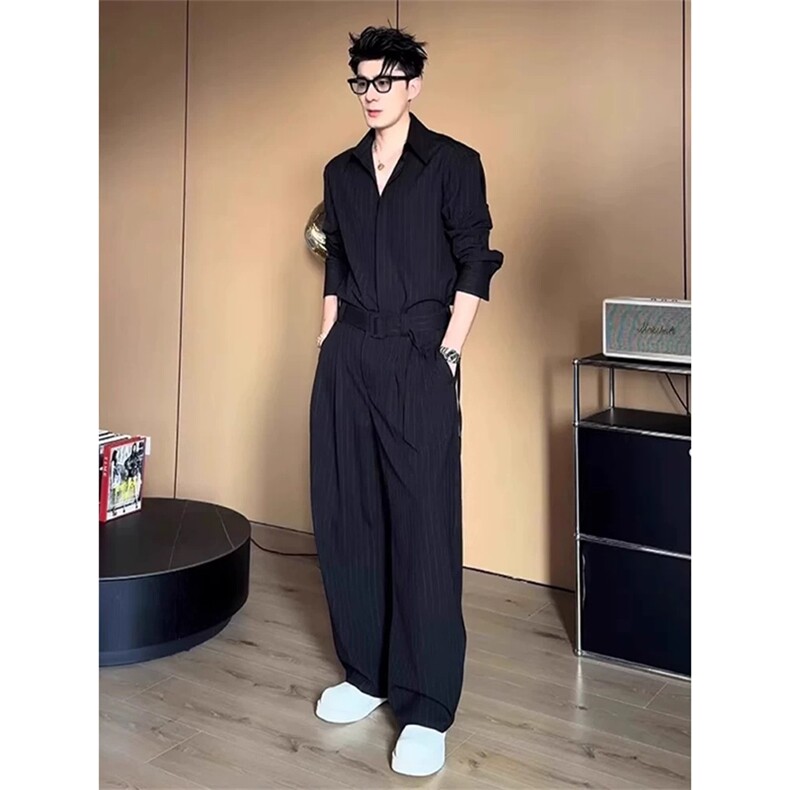 网图有货雅痞竖条纹设计感长袖衬衫男韩系氛围感穿搭A920-P40,男装衬衫,星座1505