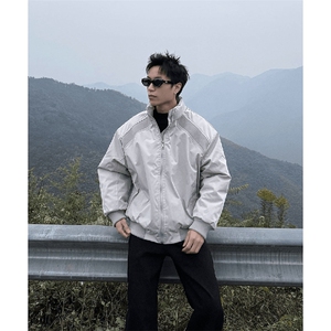 高品质春装新款老钱风美式高街解构立领棒球服飞行夹克潮休闲外套图片