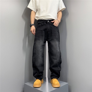 1506/QT12630/P51美式休闲牛仔裤男秋冬季新款宽松阔腿直筒男裤图片