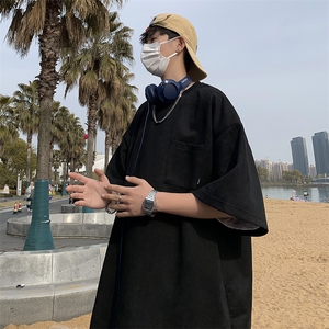 2024春夏季新款男休闲鹿皮绒圆领短袖T恤 F241 P28图片