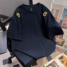 万针全刺绣工艺抖音得物高品质260克重磅纯棉双纱美式高街短袖T恤，男装T恤，电商A486
