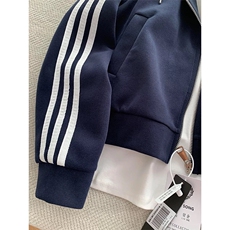 【现货】DJK7536-特批55短款连帽卫衣女秋季藏青色三条杠夹克外套，男装夹克，星座603-2