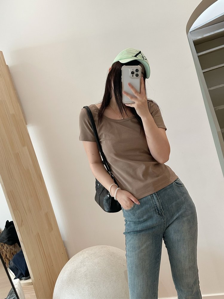 多色螺纹棉双U半袖,女装T恤,沐策羊绒