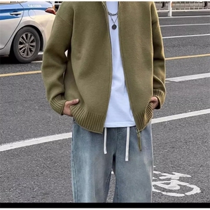 秋冬季新款男士立领拉链针织时尚修身拉链上衣简约净版气质外套潮图片