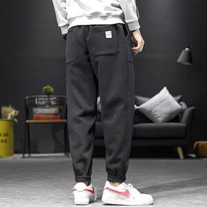 2021冬季新沙发墙日系大码潮男束脚拼接加绒加厚休闲卫裤K570-P45,男装休闲裤,电商A001