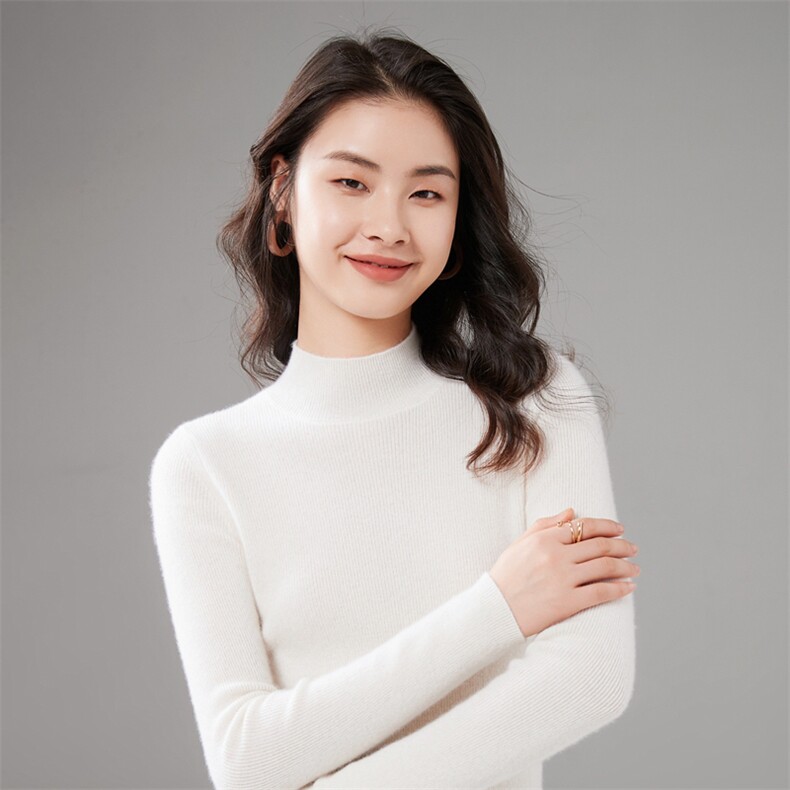 时尚女士半高领羊绒衫修身显瘦保暖打底衫,女装羊绒衫,暖思纯羊绒