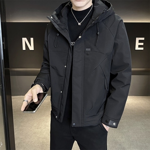 秋冬新款二棉加棉夹克连帽冲风衣男士外套棉服7M21-P120图片