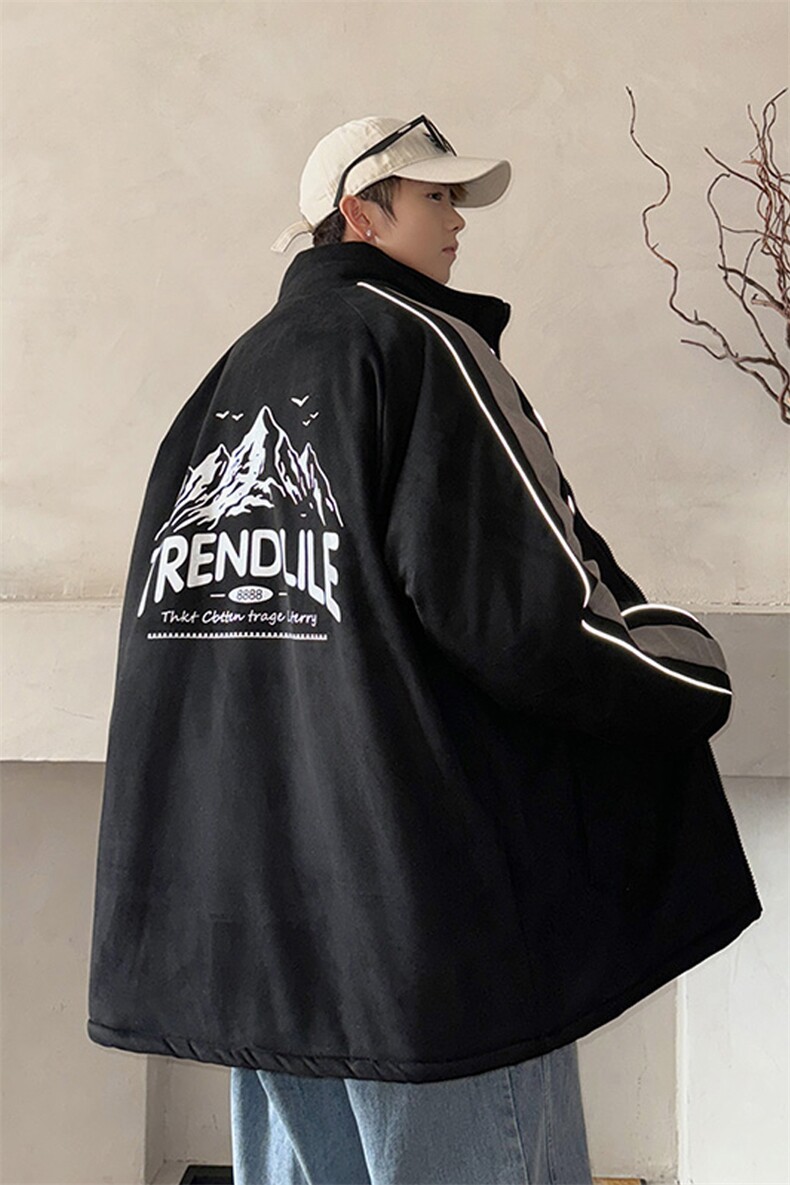 2025麂皮加绒棉衣棉服雪山印花面包服立领棉袄外套1619H-P90,男装棉衣,星座207