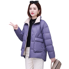 时尚保暖女士棉服简约立领长袖纯色外套冬季必备单品，女装棉衣/棉服，深妍伊美