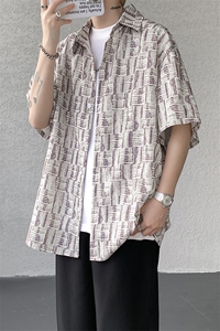8XL-M花衬衫男款短袖夏季冰丝薄款花衬衣大码寸衫外套DC28013P38图片
