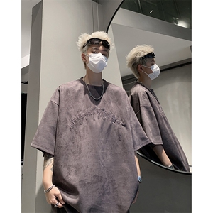 《 21万针 》重工刺绣 麂皮绒短袖T恤男生体恤XZ514-2-202466-P58图片