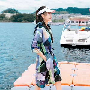 KAYANTY迷彩带帽防晒衣女长款新款透气防晒服防晒衫百搭超薄外套图片